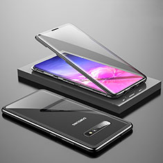 Custodia Lusso Alluminio Laterale Specchio 360 Gradi Cover T06 per Samsung Galaxy S10 Plus Nero