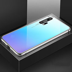 Custodia Lusso Alluminio Laterale Specchio 360 Gradi Cover T07 per Huawei Honor 20 Pro Blu