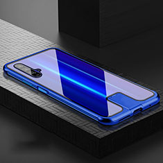 Custodia Lusso Alluminio Laterale Specchio 360 Gradi Cover T07 per Huawei Honor 20S Blu