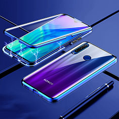 Custodia Lusso Alluminio Laterale Specchio 360 Gradi Cover T07 per Huawei P Smart+ Plus (2019) Blu