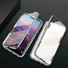 Custodia Lusso Alluminio Laterale Specchio 360 Gradi Cover T07 per Huawei P20 Argento