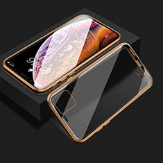 Custodia Lusso Alluminio Laterale Specchio 360 Gradi Cover T08 per Apple iPhone 11 Oro