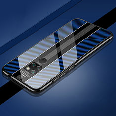 Custodia Lusso Alluminio Laterale Specchio 360 Gradi Cover T08 per Huawei Mate 20 Blu