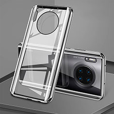 Custodia Lusso Alluminio Laterale Specchio 360 Gradi Cover T08 per Huawei Mate 30 5G Argento