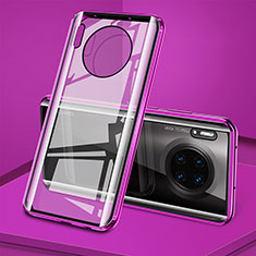 Custodia Lusso Alluminio Laterale Specchio 360 Gradi Cover T08 per Huawei Mate 30 Pro Viola