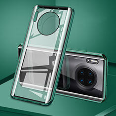 Custodia Lusso Alluminio Laterale Specchio 360 Gradi Cover T08 per Huawei Mate 30E Pro 5G Verde