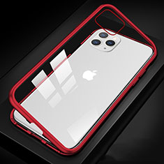 Custodia Lusso Alluminio Laterale Specchio 360 Gradi Cover T09 per Apple iPhone 11 Pro Max Rosso