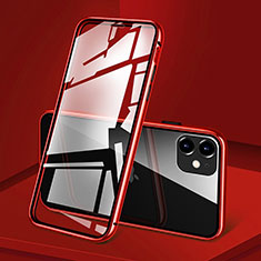 Custodia Lusso Alluminio Laterale Specchio 360 Gradi Cover T09 per Apple iPhone 11 Rosso