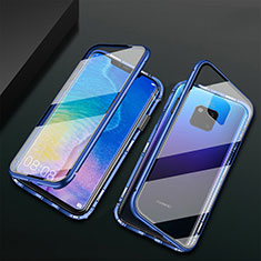 Custodia Lusso Alluminio Laterale Specchio 360 Gradi Cover T09 per Huawei Mate 20 Pro Blu