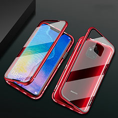 Custodia Lusso Alluminio Laterale Specchio 360 Gradi Cover T09 per Huawei Mate 20 Pro Rosso