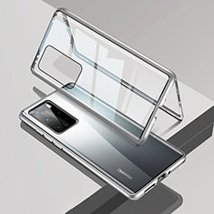 Custodia Lusso Alluminio Laterale Specchio 360 Gradi Cover T09 per Huawei P40 Pro Argento