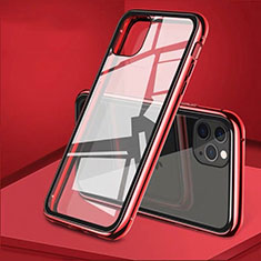 Custodia Lusso Alluminio Laterale Specchio 360 Gradi Cover T10 per Apple iPhone 11 Pro Max Rosso