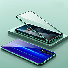 Custodia Lusso Alluminio Laterale Specchio 360 Gradi Cover T10 per Huawei Honor 20 Verde