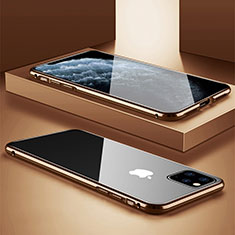 Custodia Lusso Alluminio Laterale Specchio 360 Gradi Cover T11 per Apple iPhone 11 Pro Oro
