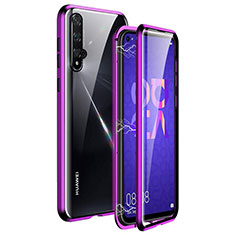 Custodia Lusso Alluminio Laterale Specchio 360 Gradi Cover T11 per Huawei Nova 5T Viola