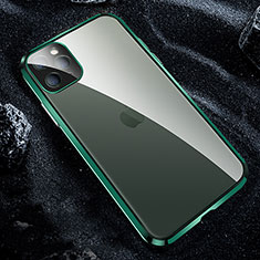 Custodia Lusso Alluminio Laterale Specchio 360 Gradi Cover T12 per Apple iPhone 11 Pro Verde