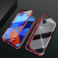 Custodia Lusso Alluminio Laterale Specchio 360 Gradi Cover T12 per Huawei Nova 5 Pro Rosso