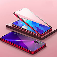 Custodia Lusso Alluminio Laterale Specchio 360 Gradi Cover T14 per Huawei Nova 5 Rosso