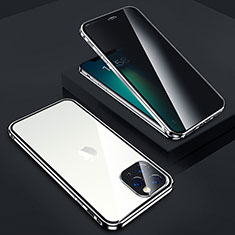 Custodia Lusso Alluminio Laterale Specchio 360 Gradi Cover Z05 per Apple iPhone 13 Pro Max Argento