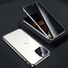 Custodia Lusso Alluminio Laterale Specchio 360 Gradi Cover Z05 per Apple iPhone 14 Pro Max Argento