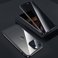 Custodia Lusso Alluminio Laterale Specchio 360 Gradi Cover Z05 per Apple iPhone 14 Pro Max Nero