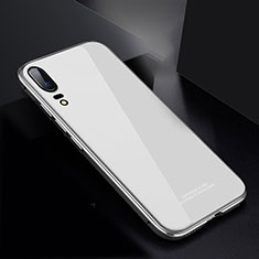 Custodia Lusso Alluminio Laterale Specchio Cover M02 per Huawei P20 Bianco