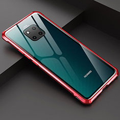 Custodia Lusso Alluminio Laterale Specchio Cover M03 per Huawei Mate 20 Pro Rosso