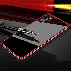 Custodia Lusso Alluminio Laterale Specchio Cover M03 per Huawei P30 Pro Rosso