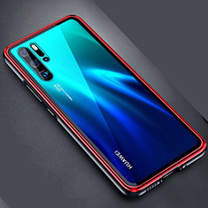 Custodia Lusso Alluminio Laterale Specchio Cover M04 per Huawei P30 Pro New Edition Rosso