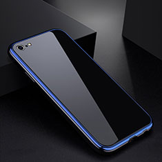 Custodia Lusso Alluminio Laterale Specchio Cover per Apple iPhone 6 Plus Blu e Nero