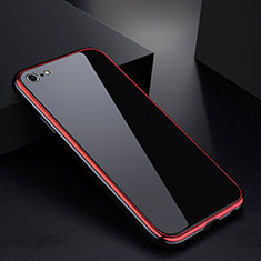 Custodia Lusso Alluminio Laterale Specchio Cover per Apple iPhone 6 Plus Rosso e Nero
