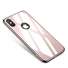 Custodia Lusso Alluminio Laterale Specchio Cover per Apple iPhone X Oro Rosa