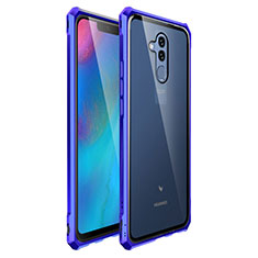 Custodia Lusso Alluminio Laterale Specchio Cover per Huawei Mate 20 Lite Blu