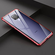 Custodia Lusso Alluminio Laterale Specchio Cover per Huawei Mate 20 X Rosso