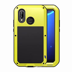 Custodia Lusso Alluminio Laterale Specchio Cover per Huawei Nova 3e Giallo