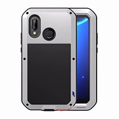 Custodia Lusso Alluminio Laterale Specchio Cover per Huawei P20 Lite Argento