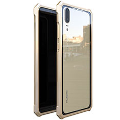 Custodia Lusso Alluminio Laterale Specchio Cover per Huawei P20 Oro