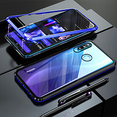 Custodia Lusso Alluminio Laterale Specchio Cover per Huawei P30 Lite Blu