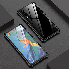 Custodia Lusso Alluminio Laterale Specchio Cover per Huawei P30 Nero