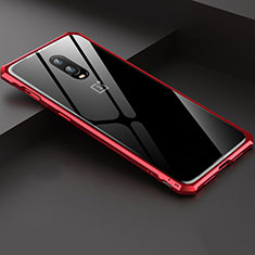 Custodia Lusso Alluminio Laterale Specchio Cover per OnePlus 6T Rosso