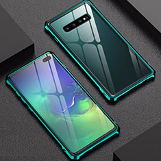 Custodia Lusso Alluminio Laterale Specchio Cover per Samsung Galaxy S10 Plus Verde