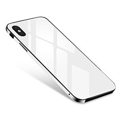 Custodia Lusso Alluminio Laterale Specchio Cover S01 per Apple iPhone X Bianco