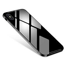 Custodia Lusso Alluminio Laterale Specchio Cover S01 per Apple iPhone X Nero