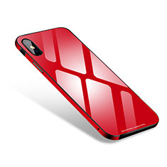 Custodia Lusso Alluminio Laterale Specchio Cover S01 per Apple iPhone Xs Rosso