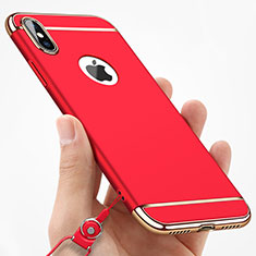 Custodia Lusso Metallo Laterale e Plastica C02 per Apple iPhone X Rosso