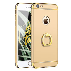 Custodia Lusso Metallo Laterale e Plastica con Anello Supporto A01 per Apple iPhone 6S Oro