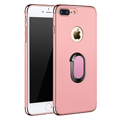 Custodia Lusso Metallo Laterale e Plastica con Anello Supporto A01 per Apple iPhone 7 Plus Oro Rosa