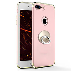 Custodia Lusso Metallo Laterale e Plastica con Anello Supporto A04 per Apple iPhone 8 Plus Rosa