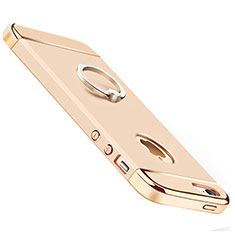 Custodia Lusso Metallo Laterale e Plastica con Anello Supporto per Apple iPhone 5S Oro