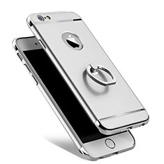 Custodia Lusso Metallo Laterale e Plastica con Anello Supporto per Apple iPhone 6 Argento